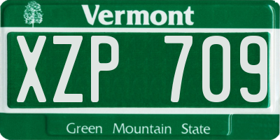 VT license plate XZP709