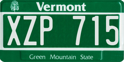VT license plate XZP715