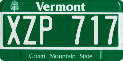 VT license plate XZP717