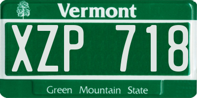 VT license plate XZP718