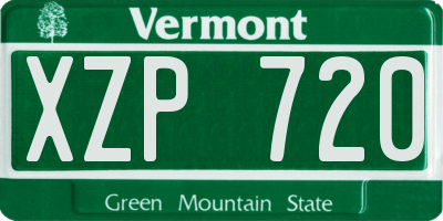 VT license plate XZP720