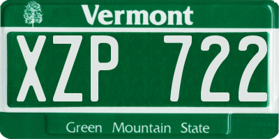 VT license plate XZP722