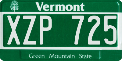 VT license plate XZP725