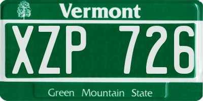 VT license plate XZP726