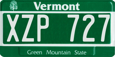 VT license plate XZP727
