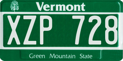 VT license plate XZP728