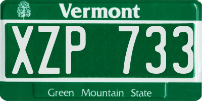 VT license plate XZP733