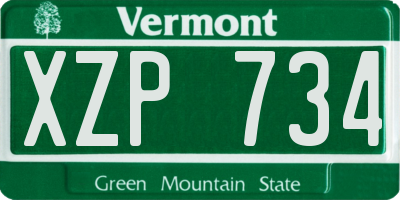 VT license plate XZP734