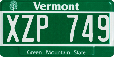VT license plate XZP749