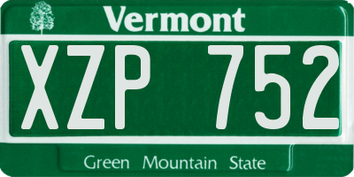 VT license plate XZP752
