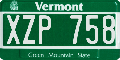 VT license plate XZP758