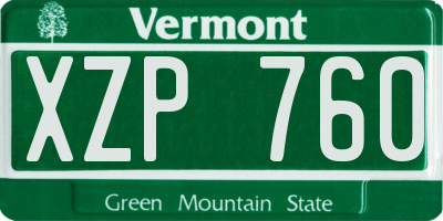 VT license plate XZP760