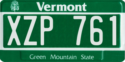 VT license plate XZP761