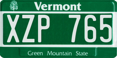 VT license plate XZP765