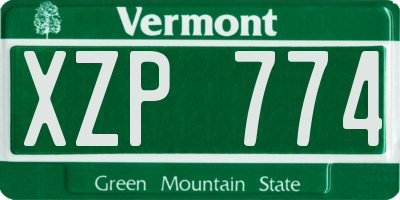 VT license plate XZP774