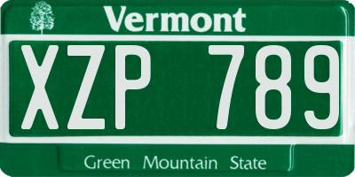VT license plate XZP789