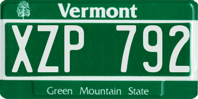VT license plate XZP792