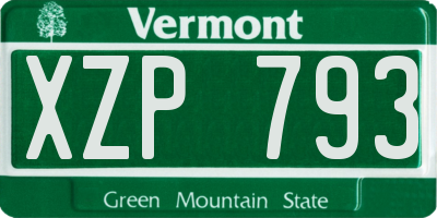 VT license plate XZP793
