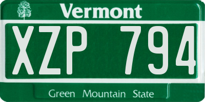 VT license plate XZP794