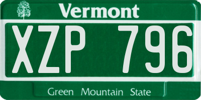 VT license plate XZP796