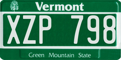 VT license plate XZP798