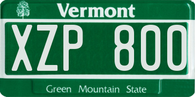 VT license plate XZP800