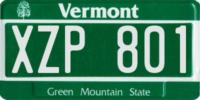 VT license plate XZP801