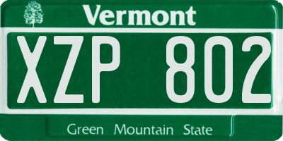 VT license plate XZP802