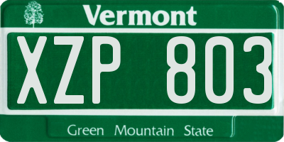 VT license plate XZP803