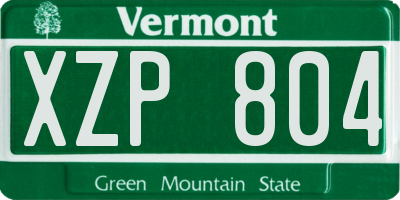VT license plate XZP804