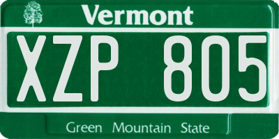 VT license plate XZP805