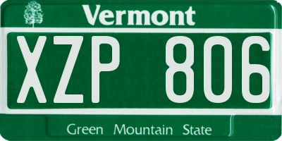 VT license plate XZP806