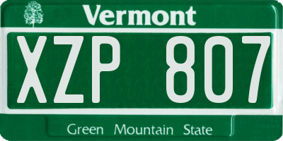 VT license plate XZP807