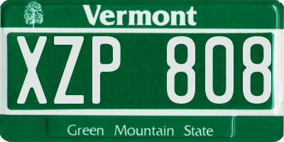 VT license plate XZP808