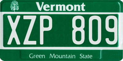VT license plate XZP809