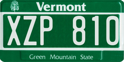 VT license plate XZP810