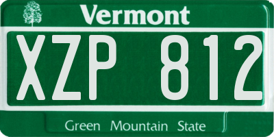 VT license plate XZP812