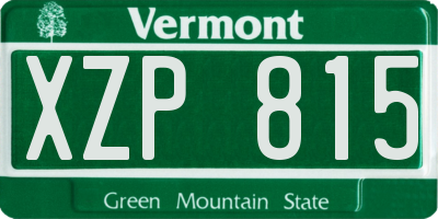 VT license plate XZP815