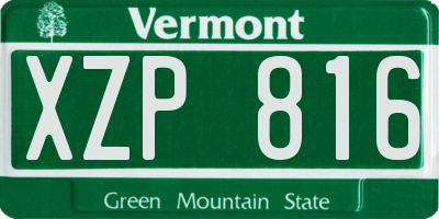 VT license plate XZP816