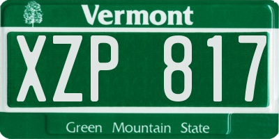 VT license plate XZP817