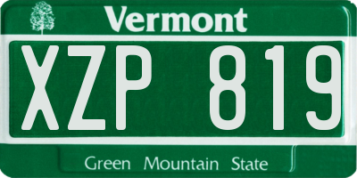 VT license plate XZP819