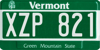 VT license plate XZP821