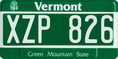 VT license plate XZP826