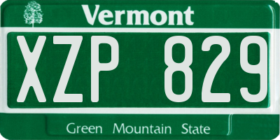 VT license plate XZP829