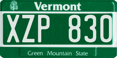 VT license plate XZP830