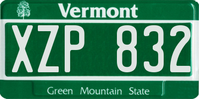 VT license plate XZP832