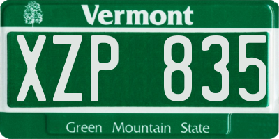 VT license plate XZP835