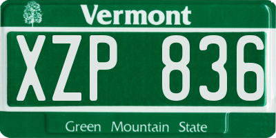 VT license plate XZP836