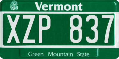VT license plate XZP837