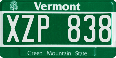 VT license plate XZP838
